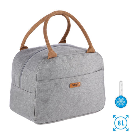 NILS Kühltasche 8L in Hellgrau - kompakte Thermotasche für Picknick, Lunch & Outdoor