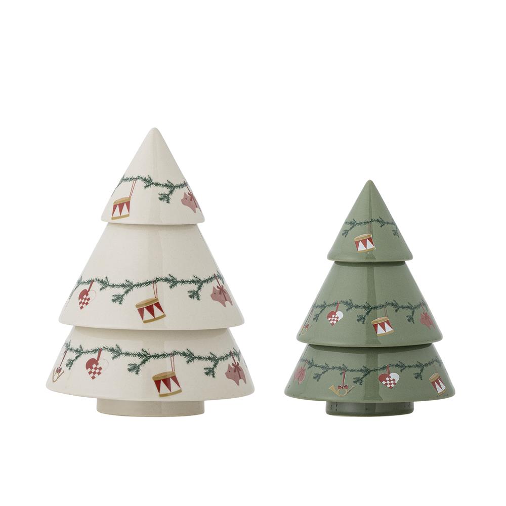 Bloomingville Yule Deko Weihnachtsbäume, Steingut 2er Set Weihnachtsdeko
