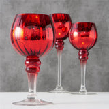 BOLTZE Windlicht Minou 3er Set aus Glas in Rot/Gold, dekorativ & vielseitig, 30/25/20 cm
