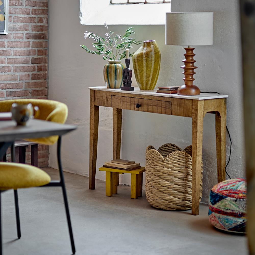 Bloomingville Porir Sockel gelb - Holz Podest aus recyceltem Holz für Wohnzimmer & Deko