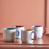 Bloomingville Vista Tasse 4er Set bunt - Steingut Tassen modern für Küche Kaffee & Tischdeko