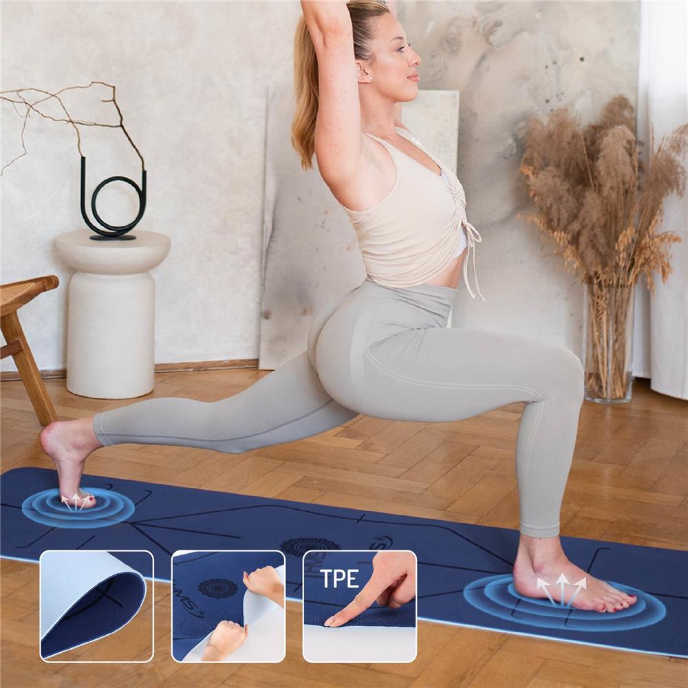Yogamatte 183 x 61 x 0,8 cm Fitnessmatte Blau Gymnastikmatte rutschfest | HMS YM10