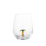 Bloomingville Misa Trinkglas, 560ml, aus Glas mit Palmenfigur im Inneren