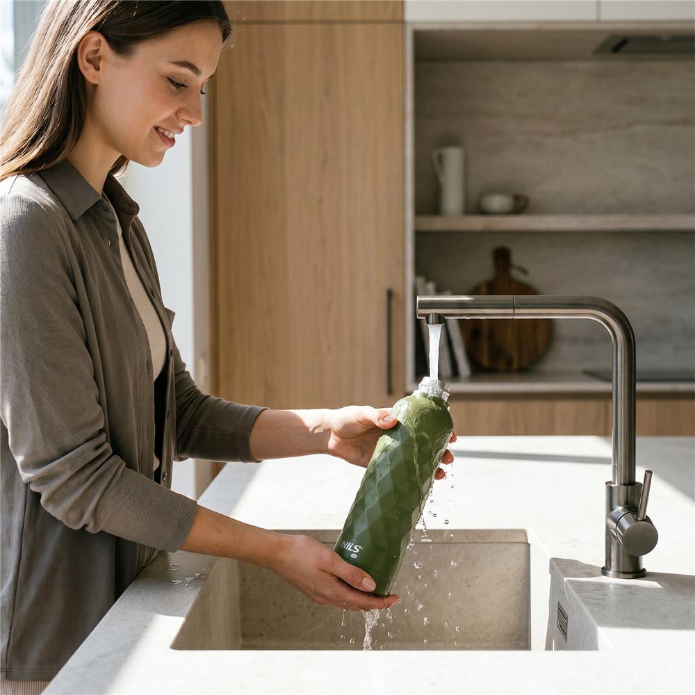 NILS CAMP Trinkflasche 750 ml Edelstahl Grün auslaufsicher isoliert BPA-frei