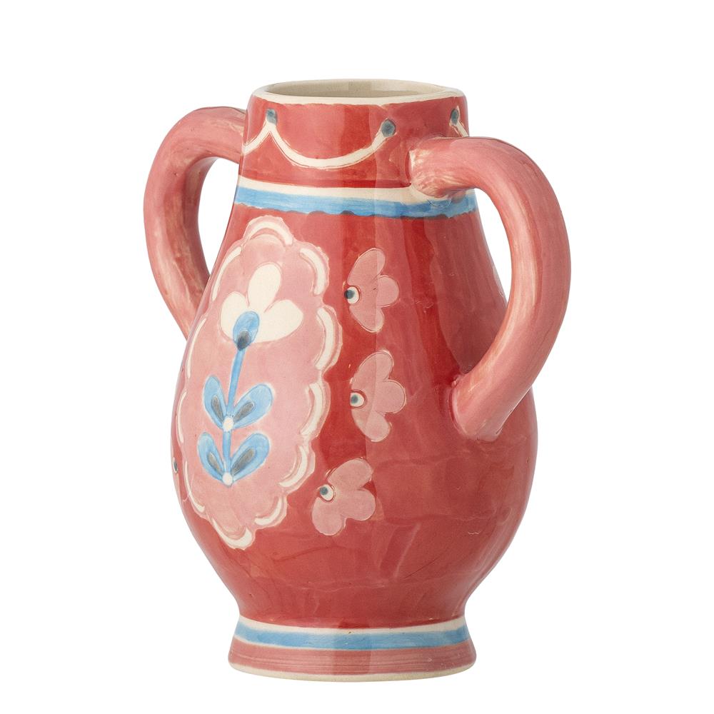Bloomingville Odina Vase Rose Steingut D11xH15xW16 cm – handbemalte Blumenvase