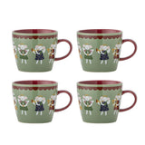 Bloomingville Peo Tasse Grün Steingut 4er Set Weihnachtstassen 300 ml