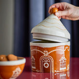 Bloomingville Gina Gefäß mit Deckel Braun Steingut weihnachtliche Vorratsdose 1150 ml