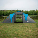 NILS CAMP Highland IV Zelt für 4 Personen Grau-Blau - großes Familienzelt mit Vorraum für Camping & Outdoor