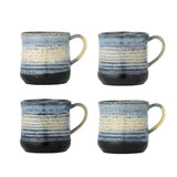 Bloomingville Deana Becher aus Steingut in Blau 380 ml – 4er Set für Küche und Tischdeko