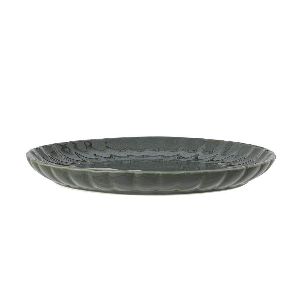 Bloomingville Latina Teller, Dunkelgrün, 20 cm, Steingut, dänisches Design