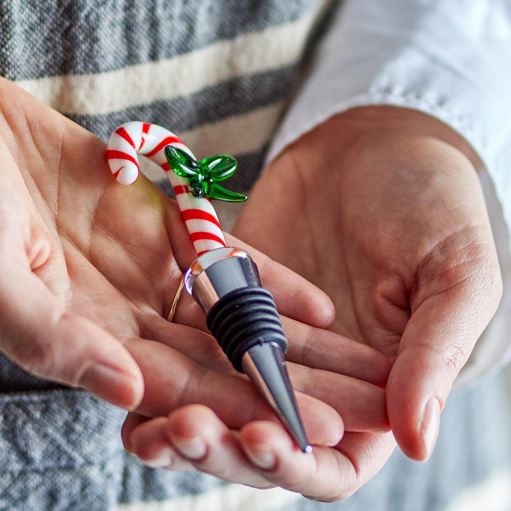 Bloomingville Lynn Weinstopper Rot Glas Flaschenverschluss Weihnachtsdeko