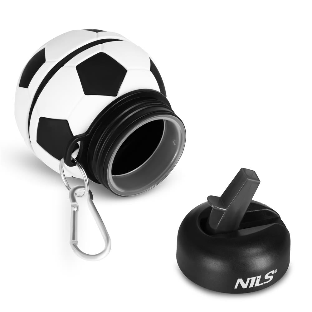 NILS faltbare Trinkflasche 550 ml Silikon Football für Camping Outdoor Reisen