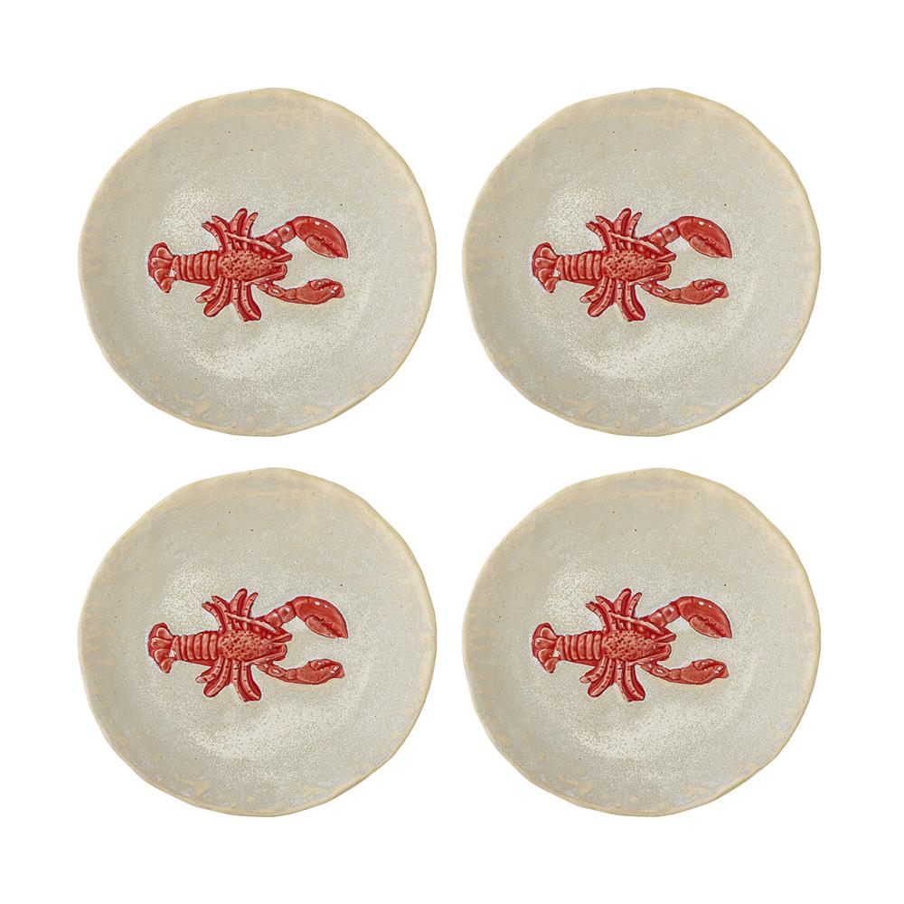 Bloomingville Hadden Teller 4er Set 13 cm Steingut rot Hummer