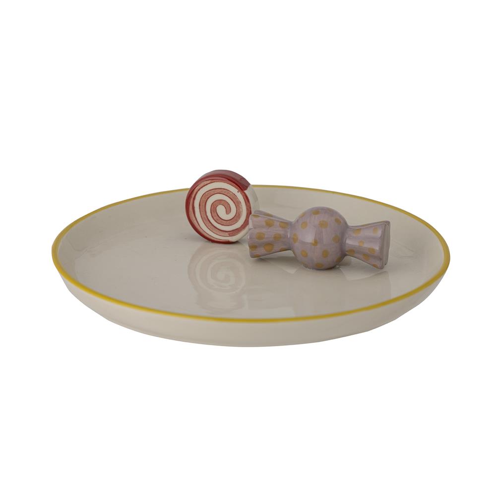 Bloomingville MINI Mylie Tablett Natur Steingut 23 x 5 cm Handbemalt