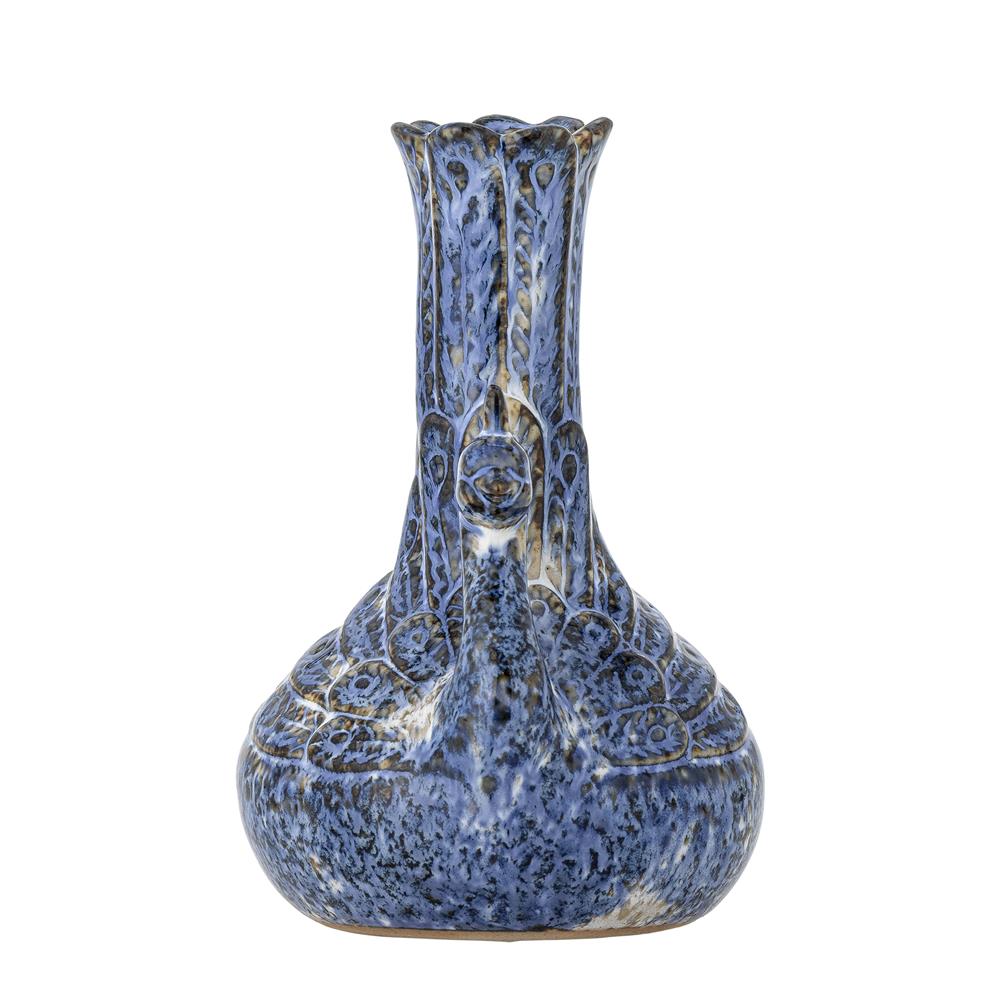 Bloomingville Kali Vase blau Steingut Deko Vase Wohnzimmer Tischdeko skulptural