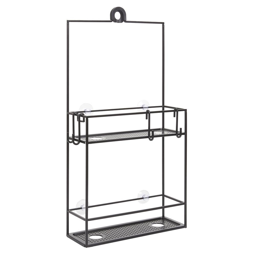 Umbra Cubiko Duschregal, Duschablage, Dusch Caddy mit 2 Ablagefächern aus Metall in Schwarz