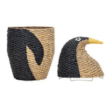 Bloomingville MINI Tazia Korb mit Deckel Pinguin Kinderzimmer Aufbewahrungskorb dänisches Design