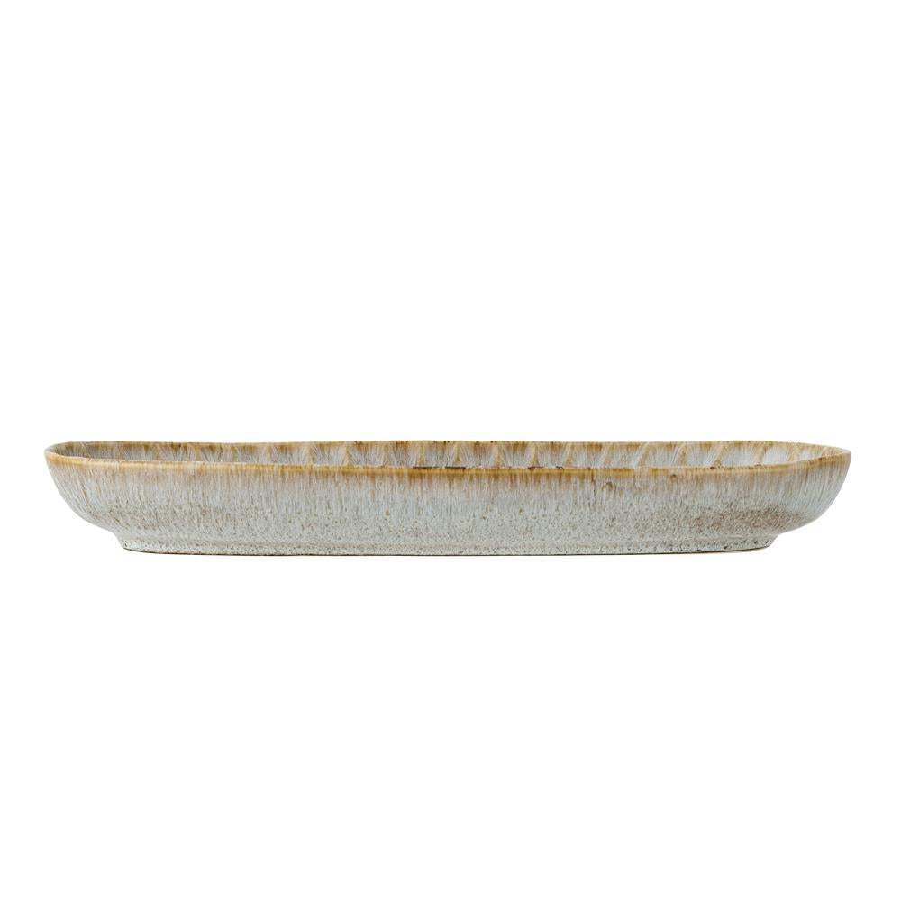 Bloomingville Fleur Servierplatte, Natur, 37,5x12cm, Steingut, dänisches Design