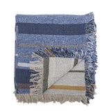 Bloomingville Toscana Decke Blau Recycelte Baumwolle L160xW130 cm – grafische Decke