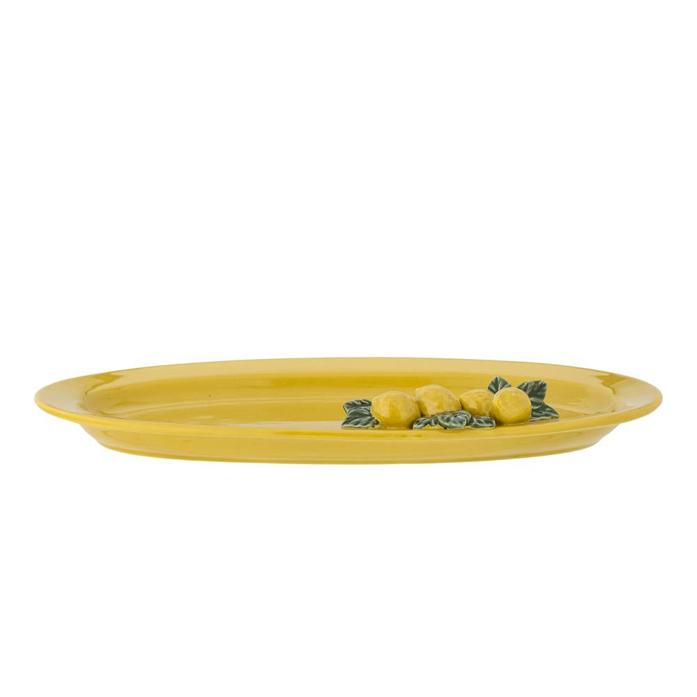 Bloomingville Limone Servierplatte Steingut gelb 36x21 cm Zitronendekor