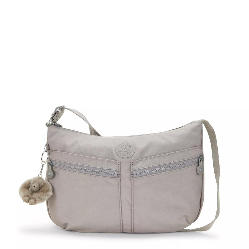 Kipling IZELLAH, mittelgroße Schultertasche, Grey Gris (grau), Umhängetasche mit viel Stauraum