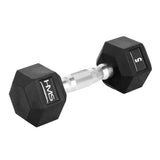 Kurzhantel 5 kg gummiert sechseckig Schwarz | HMS HEX PRO