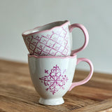 Bloomingville Wonderland Tasse Rosa Steingut 4er Set Weihnachtstassen 525 ml