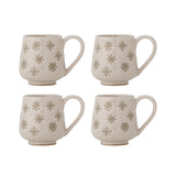 Bloomingville Snowie Tasse Natur Steingut 4er Set Weihnachtstassen 292 ml