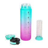 NILS CAMP Trinkflasche Tritan 950 ml türkis-pink mit Fruchteinsatz für Sport Outdoor