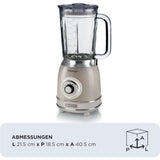 Ariete Vintage Standmixer, Beige, Glasbehälter 1,5L, Smoothie Maker, 1000W