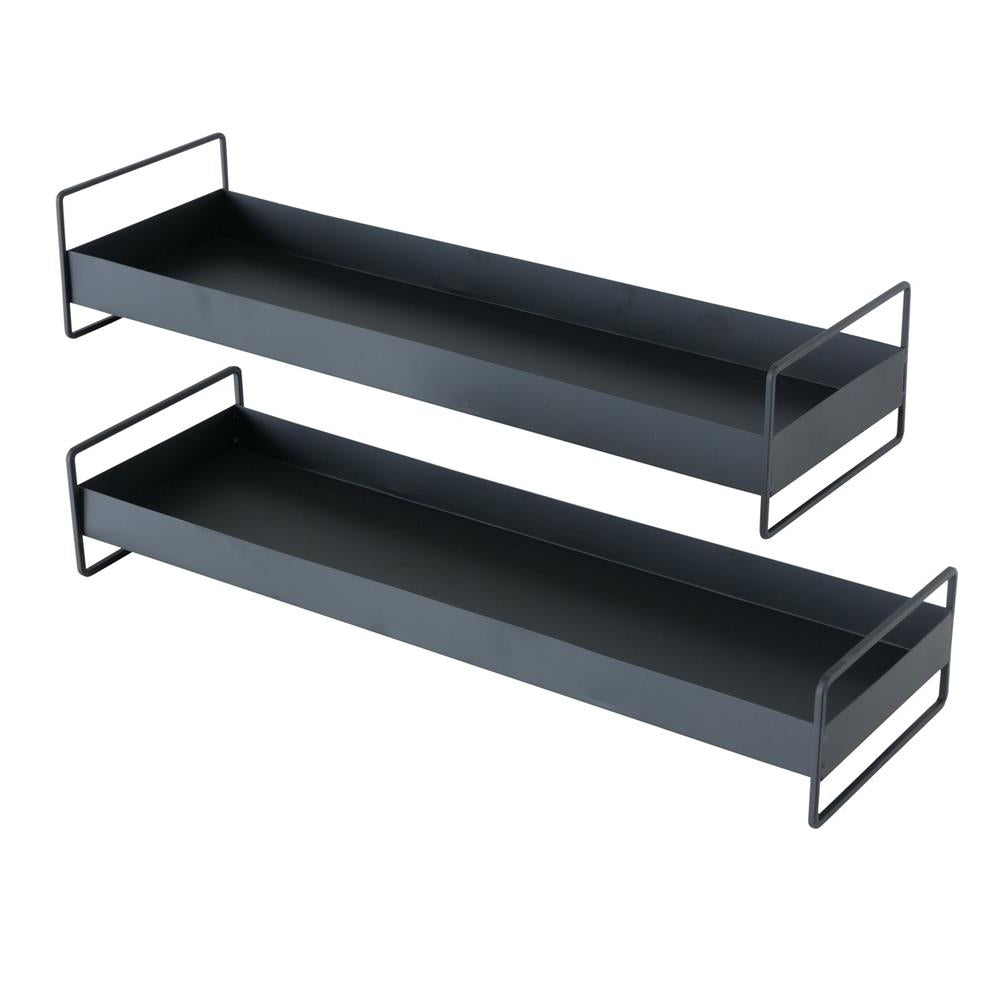BOLTZE Tablett Wolga 2er Set Metall schwarz rechteckig mit Henkel modern