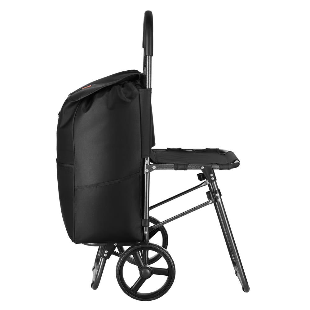 NILS CAMP Einkaufstrolley mit Sitz 40L klappbar für Einkauf Alltag Garten