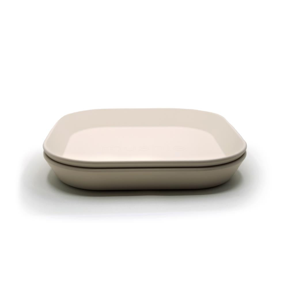 Mushie Kinderteller 2er Set, Ivory, quadratisch, BPA-frei