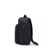 Kipling SEOUL S, kleiner Rucksack, Signature Emb (schwarz), Rucksack mit Tabletfach 11 Zoll