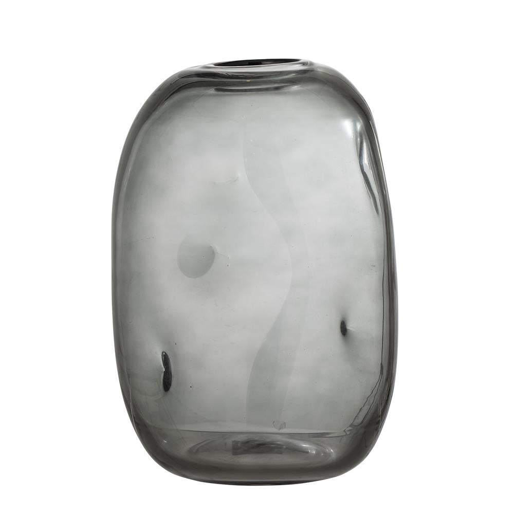 Bloomingville Vinda Vase Grau Glas 26cm elegante Blumenvase Dekoration dänisches Design
