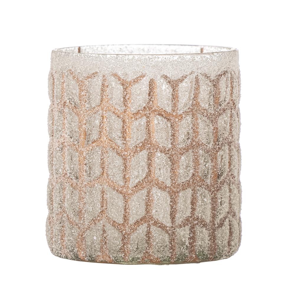 Bloomingville Esther Teelichthalter aus recyceltem Glas in Rose D8 x H9 cm – Teelicht für Wohnraum
