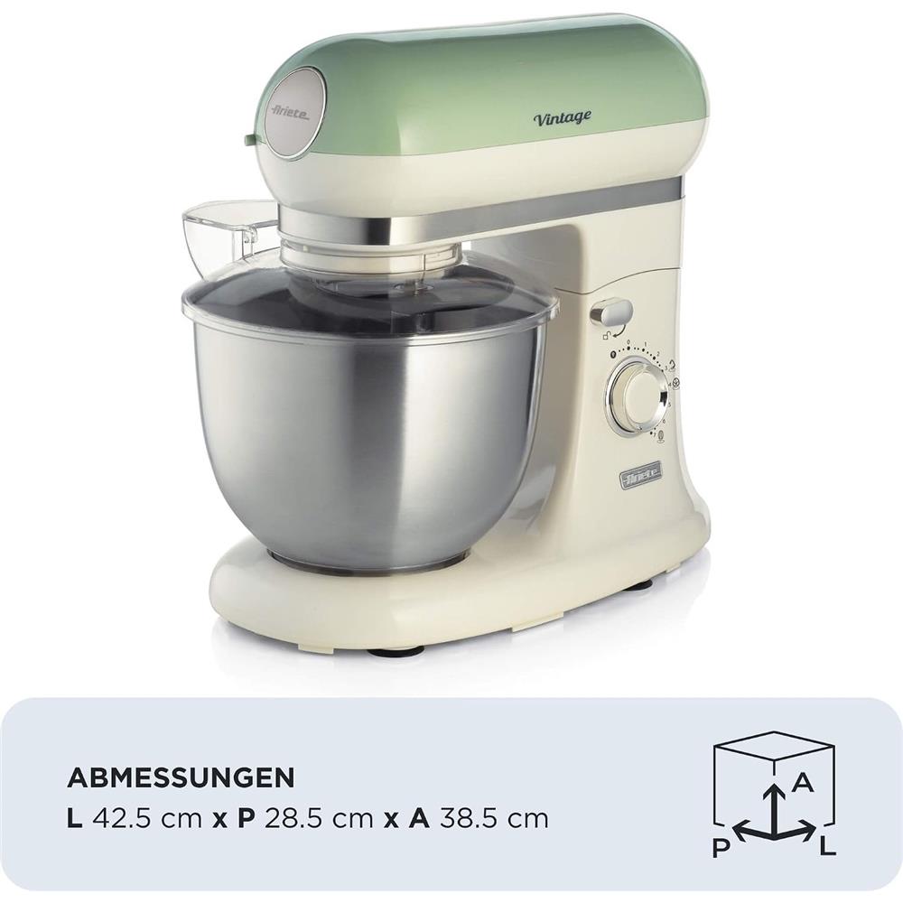 Ariete Vintage Küchenmaschine, Grün, 5,5-L-Schüssel, Knet- und Rührmaschine, Groß