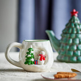 Bloomingville Ryne Tasse Weiß Steingut 2er Set Weihnachtstassen 440 ml
