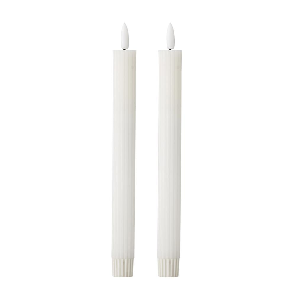 Bloomingville Ponza LED-Kerze 2er Set 24,5 cm weiß - LED Stabkerzen mit 3D Flamme & Timer