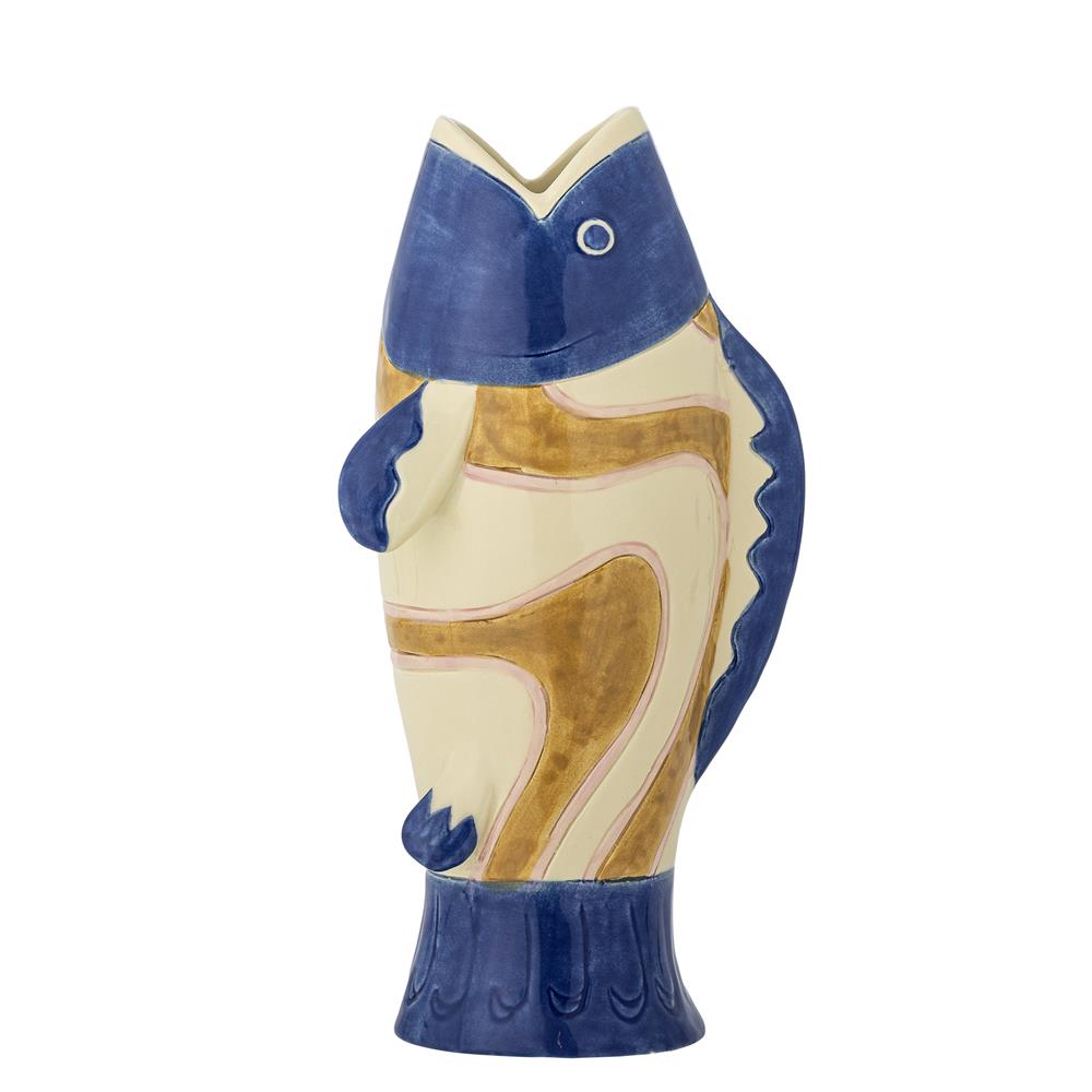 Bloomingville Irving Vase Bunt Steingut Deko-Vase 22cm in Fisch-Form