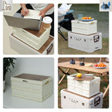 NILS CAMP faltbare Reisebox mit Tischfunktion 9L in Beige - kompakte Campingbox