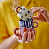 Bloomingville Nini Tasse Grün Steingut D6,5xH5 cm – grüne handbemalte Tasse