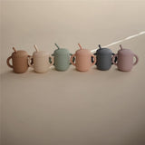 Mushie Silikon-Trinklernbecher mit Strohhalm, Soft Lilac, BPA-frei