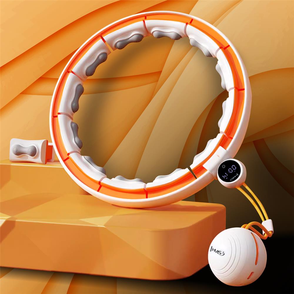 Hula Hoop Reifen mit LCD-Zähler, Magneten und Gewicht Weiß/Orange | HMS HHM21