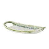 Bloomingville Prim Servierplatte grün L22 cm aus Steingut – handdekorierte Platte für Küche & Tischdeko