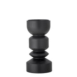 Bloomingville Bowen Kerzenhalter, Schwarz, Kiefernholz, 22 cm, skulptural, modern, dekorativ