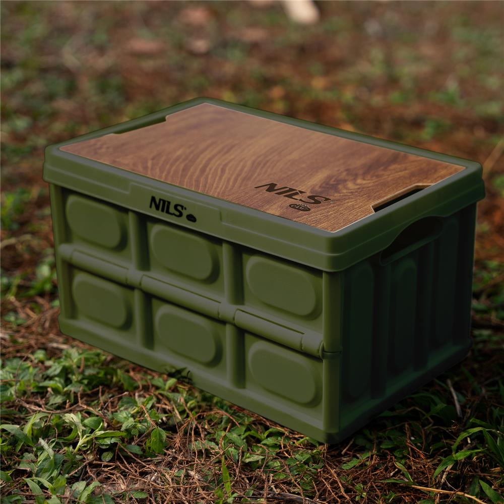 NILS CAMP faltbare Campingbox mit Tischfunktion 9L in Grün - ultrakompakte Reisebox