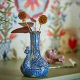 Bloomingville Kali Vase blau Steingut Deko Vase Wohnzimmer Tischdeko skulptural
