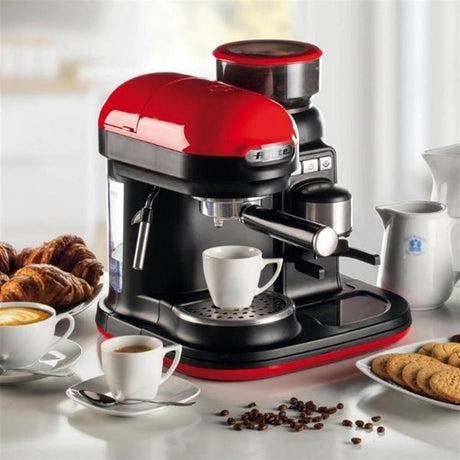 Ariete Moderna Espressomaschine, Rot, Kaffeemaschine mit Mahlwerk, 15 Bar