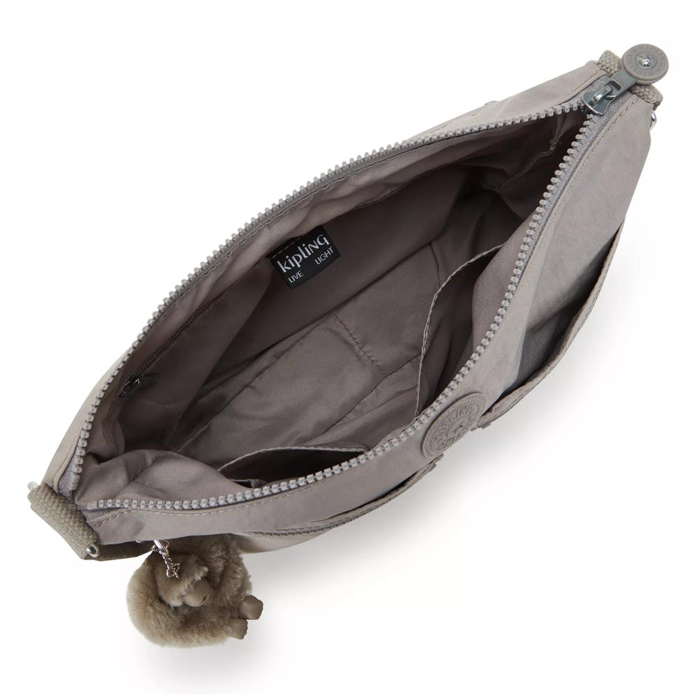 Kipling IZELLAH, mittelgroße Schultertasche, Grey Gris (grau), Umhängetasche mit viel Stauraum